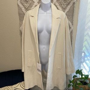 Zara Textured wool blend coat oyster white